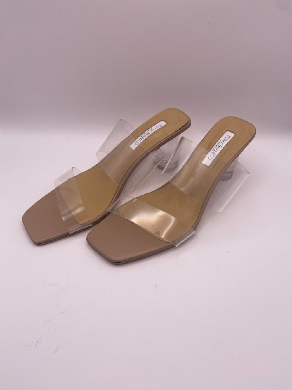 Tony Bianco Womens Sabelle Double Strap Clear Heel Sandal Sz 6.5